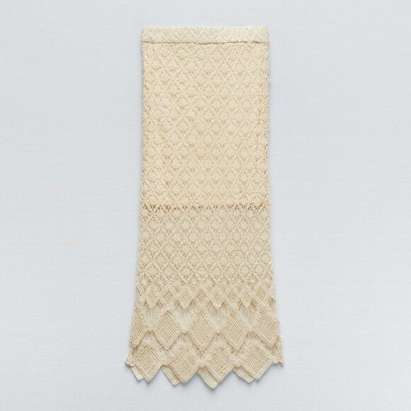 ZARA CROCHET STRAIGHT SKIRT ECRU - Picture 3 of 9